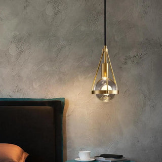 ZOWALA - Industrial Bedroom Gold Clear Crystal Globe Pendant Light Image - 3