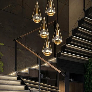 ZOWALA - Industrial Bedroom Gold Clear Crystal Globe Pendant Light Image - 4