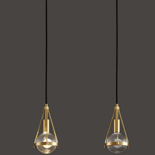 ZOWALA - Industrial Bedroom Gold Clear Crystal Globe Pendant Light Image - 5