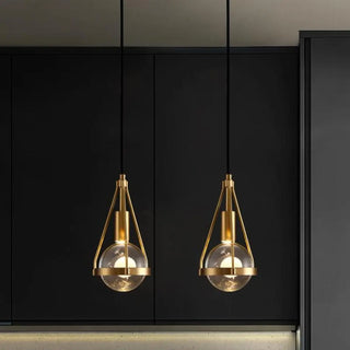 ZOWALA - Industrial Bedroom Gold Clear Crystal Globe Pendant Light Image - 6