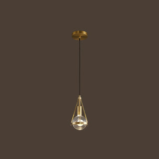ZOWALA - Industrial Bedroom Gold Clear Crystal Globe Pendant Light Image - 7