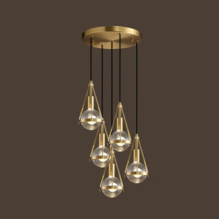 ZOWALA - Industrial Bedroom Gold Clear Crystal Globe Pendant Light Image - 9