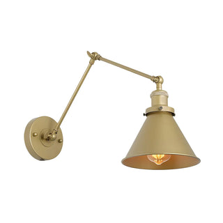 Industrial Cone Adjustable Metal Swing Arm Gold Wall Light Image - 3