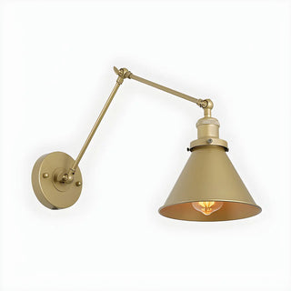 Industrial Cone Adjustable Metal Swing Arm Gold Wall Light Image - 4