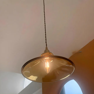 Industrial Adjustable Height Orange Glass Cone Pendant Light Zawala Image - 3