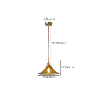 Industrial Adjustable Height Orange Glass Cone Pendant Light Zawala #size