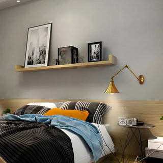 ZOWALA - Industrial Swing Arm Cone Iron Bedroom Gold Wall Sconce Image - 1