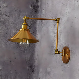 ZOWALA - Industrial Swing Arm Cone Iron Bedroom Gold Wall Sconce Image - 10