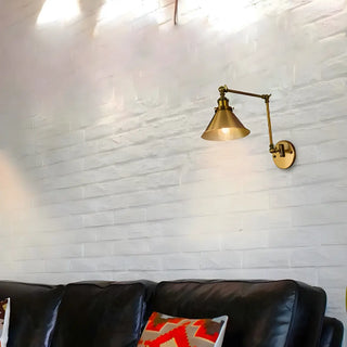 ZOWALA - Industrial Swing Arm Cone Iron Bedroom Gold Wall Sconce Image - 4