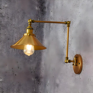 ZOWALA - Industrial Swing Arm Cone Iron Bedroom Gold Wall Sconce Image - 6