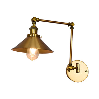 ZOWALA - Industrial Swing Arm Cone Iron Bedroom Gold Wall Sconce Image - 9