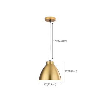 ZOWALA - Industrial Dome Golden Pendant Light Flexible Length Image - 15