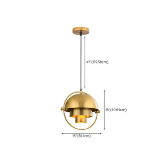 ZOWALA - Industrial Dome Golden Pendant Light Flexible Length Image - 18
