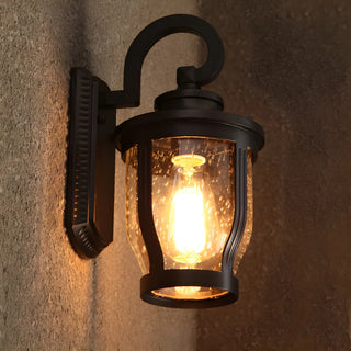 Industrial Gooseneck Glass Outdoor Black Wall Lamp Zawala Image - 2