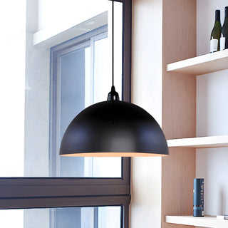 Industrial Modern Black Iron Dome Bowl Pendant Light Zawala Image - 2