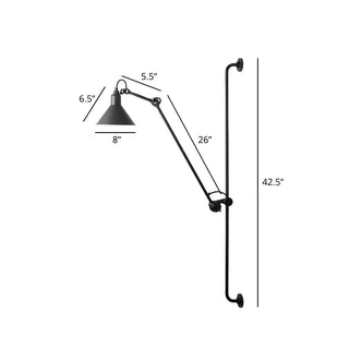 ZOWALA - Industrial Swing Arm Metal Living Room Black Wall Light Image - 11