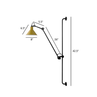 ZOWALA - Industrial Swing Arm Metal Living Room Black Wall Light Image - 12