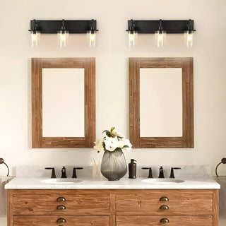 Industrial Black Clear Glass Cylinder Wall Vanity Light Zawala Image - 1