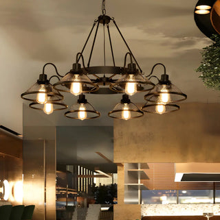 ZOWALA - Industrial Metal Mesh Cone Chandelier Image - 1