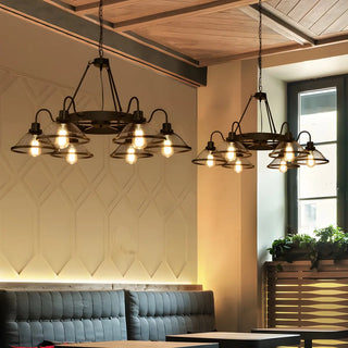 ZOWALA - Industrial Metal Mesh Cone Chandelier Image - 3