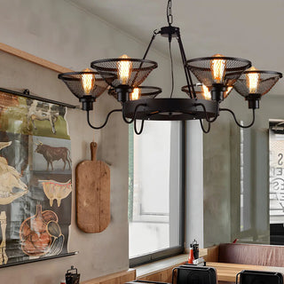 ZOWALA - Industrial Metal Mesh Cone Chandelier Image - 4