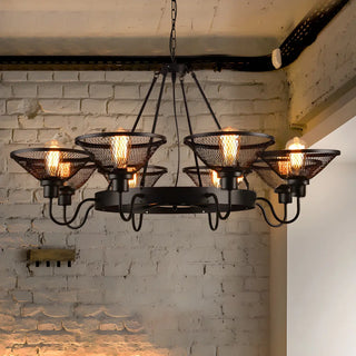 ZOWALA - Industrial Metal Mesh Cone Chandelier Image - 5