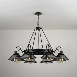ZOWALA - Industrial Metal Mesh Cone Chandelier Image - 6