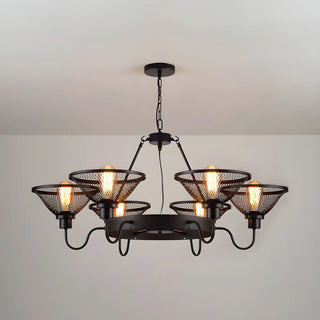 ZOWALA - Industrial Metal Mesh Cone Chandelier Image - 7