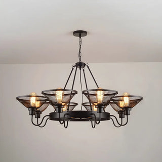 ZOWALA - Industrial Metal Mesh Cone Chandelier Image - 8