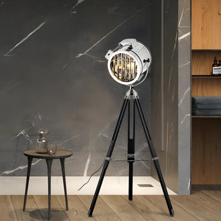 Adjustable Industrial Metallic Sliver Cylinder Floor Lamp Zawala Image - 1