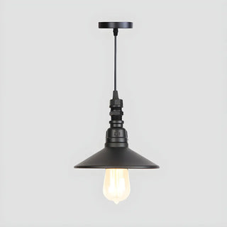 ZOWALA - Industrial Black Cone Edison Bulb Pendant Light Image - 2
