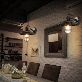 Industrial Mini Black Metal Cage LED Wall Sconce Zawala Image - 1