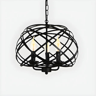 Industrial Geometric Cage Black Metal Pendant Chandelier Zawala Image - 3