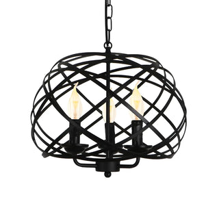 Industrial Geometric Cage Black Metal Pendant Chandelier Zawala Image - 4