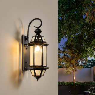 Outdoor Black Metal Waterproof Lantern Wall Sconce Zawala Image - 3