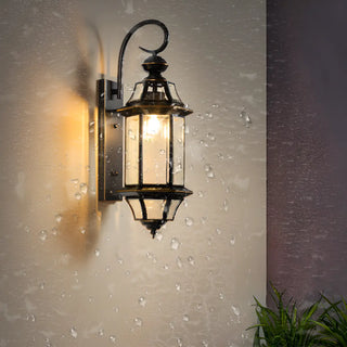 Outdoor Black Metal Waterproof Lantern Wall Sconce Zawala Image - 4