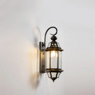 Outdoor Black Metal Waterproof Lantern Wall Sconce Zawala Image - 5