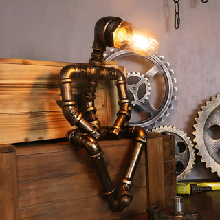 Unique Industrial Pipe Wrought Iron Bedroom Table Lamp Zawala Image - 2