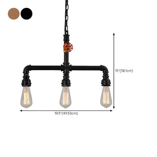 ZOWALA - Industrial Pipe Suspension 3-Bulb Chandelier #size