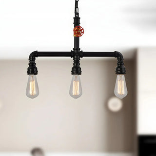 ZOWALA - Industrial Pipe Suspension 3-Bulb Chandelier Image - 3