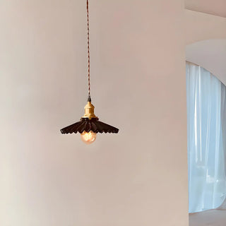 ZOWALA - Industrial Pleated Brown Ceramic Pendant Light Image - 4