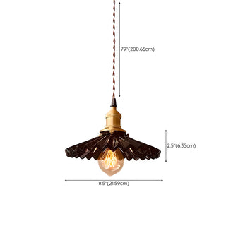 ZOWALA - Industrial Pleated Brown Ceramic Pendant Light #size