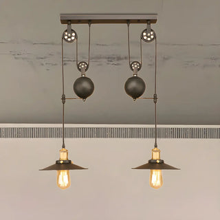 Industrial Pulley Dual Edison Bulbs Pendant Light Zawala Image - 1