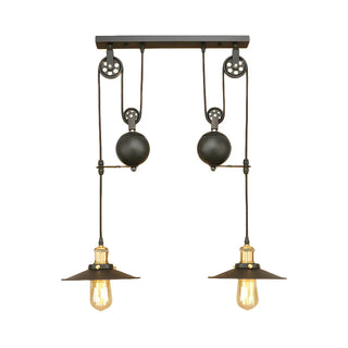 Industrial Pulley Dual Edison Bulbs Pendant Light Zawala Image - 2