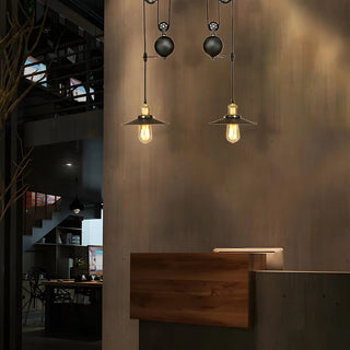 Industrial Pulley Dual Edison Bulbs Pendant Light Zawala Image - 4