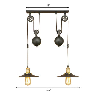 Industrial Pulley Dual Edison Bulbs Pendant Light Zawala #size