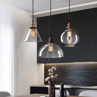 ZOWALA - Vintage Industrial Clear Glass Globe Pendant Light Image - 1