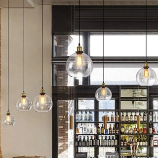 ZOWALA - Vintage Industrial Clear Glass Globe Pendant Light Image - 3