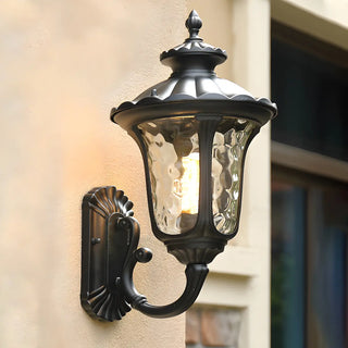 Industrial Black Glass Lantern Metal Outdoor Wall Light Image - 1