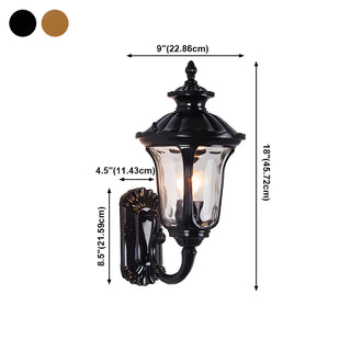 Industrial Black Glass Lantern Metal Outdoor Wall Light Image - 13
